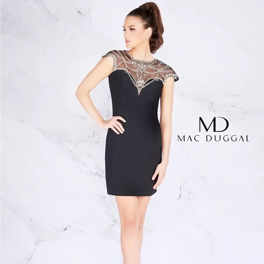 MACDUGGAL BLACK SPARKLY COCKAIL DRESS